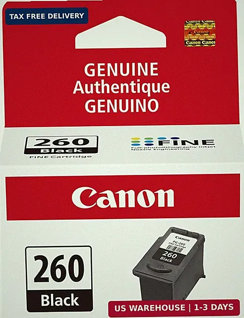 Canon PG-260 Genuine Black Ink Cartridge, 1 Count (Pack of 1) FAST USA