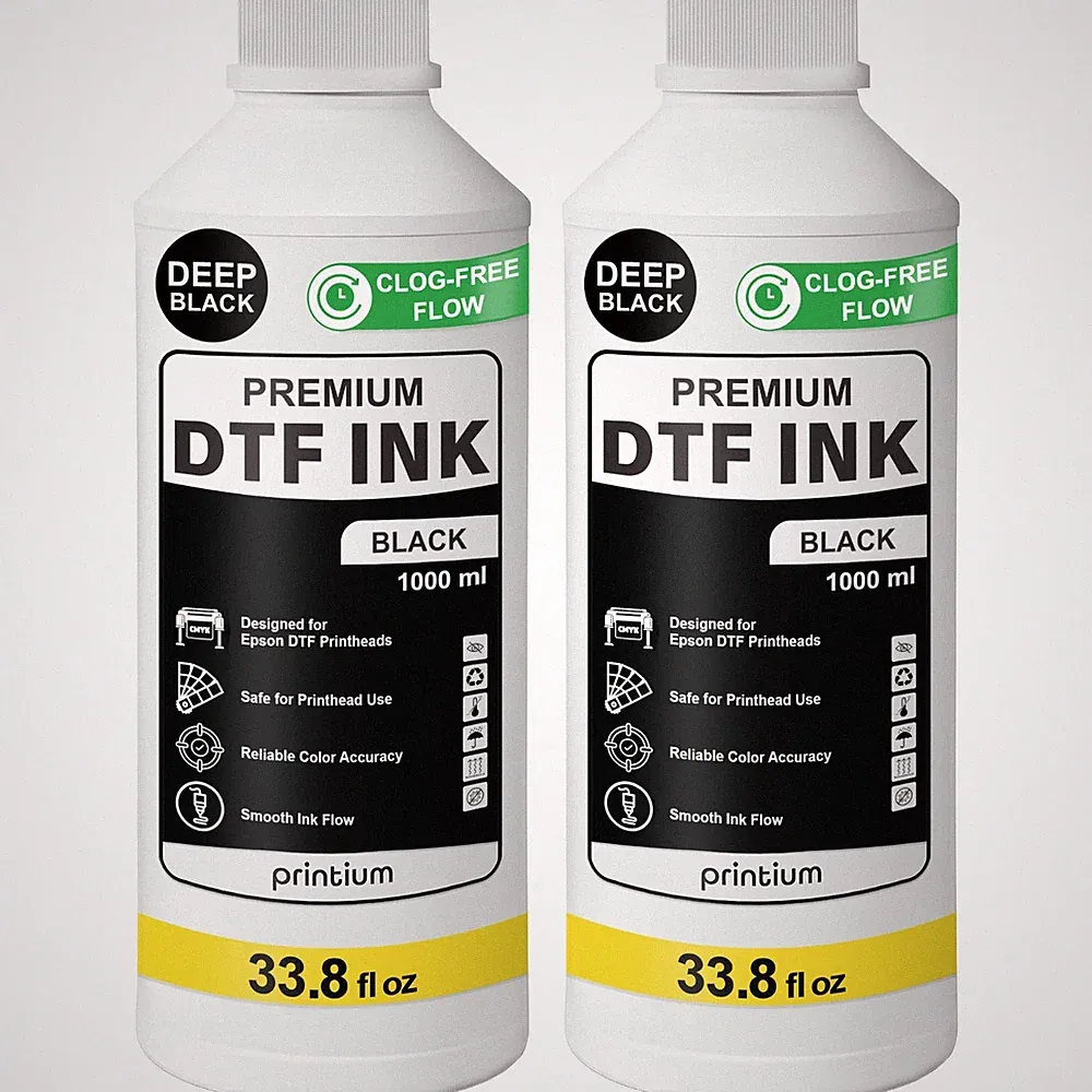 DTF Ink Black Bundle 2 Pack 33.8 fl oz (1000 ml) Refill – High Opacity Clog-Free