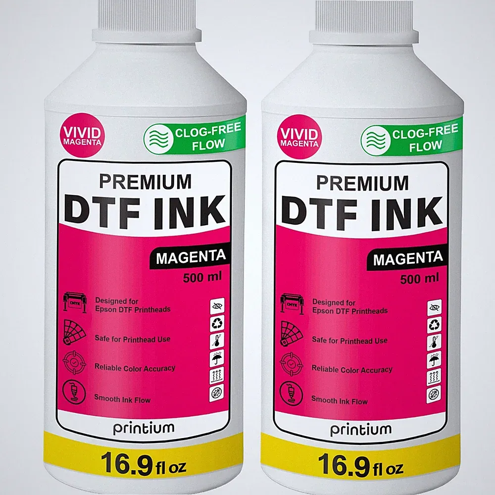 DTF Ink Magenta Bundle 2 Pack 16.9 fl oz (500 ml) Refill High Opacity Clog-Free