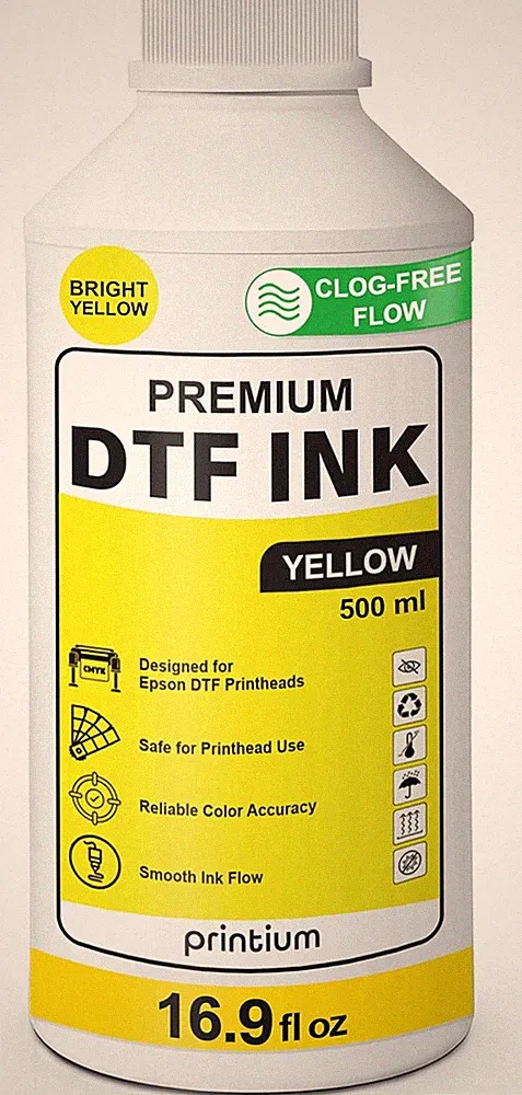 DTF Ink Yellow 16.9 Fl Oz (500 Ml) Refill – Bright Color, Clog-Free Formula – Co